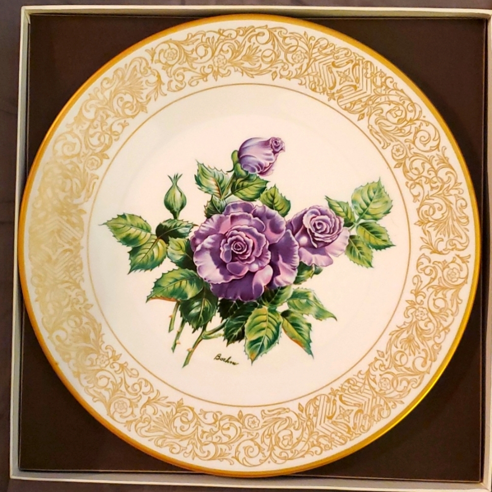 Vintage BOEHM "THE ANGEL FACE ROSE" Plate & Box